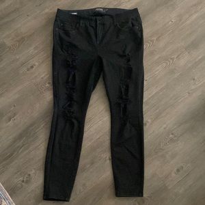 Distressed Bombshell Skinny Black Jean from Torrid.
